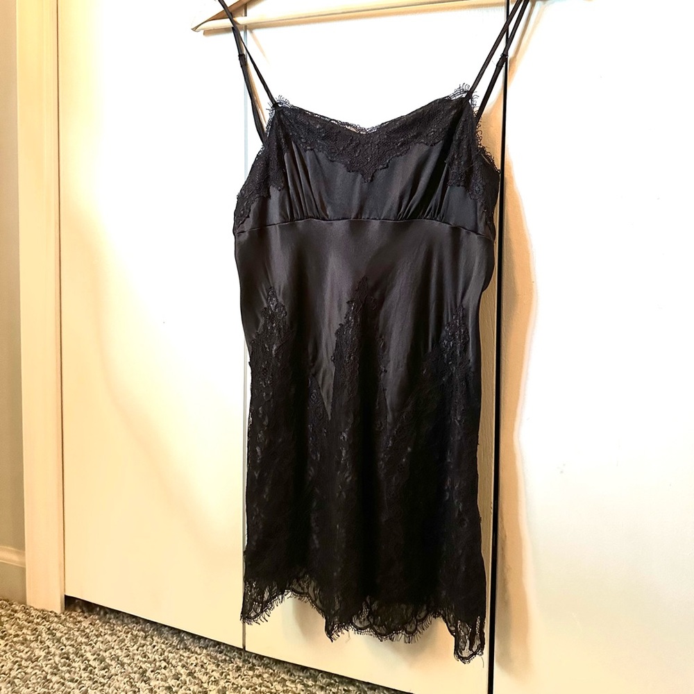 Victoria Secret Babydoll Slip Chemise in Black Silk SX